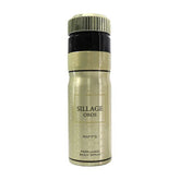 Gold en zwart cilindrische body spray fles voor Deodorant Sillage Oros